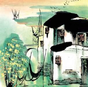 近现代 佚名 江南水乡画册J173-74-国画江南水乡 