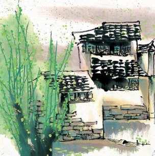 近现代 佚名 江南水乡画册J173-74-国画江南水乡 