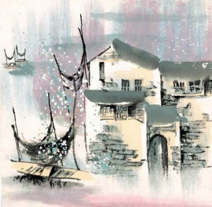近现代 佚名 江南水乡画册J173-74-国画江南水乡 