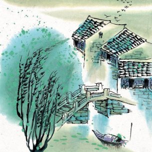 近现代 佚名 江南水乡画册J173-74-国画江南水乡 