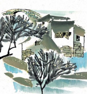 近现代 佚名 江南水乡画册J173-74-国画江南水乡 