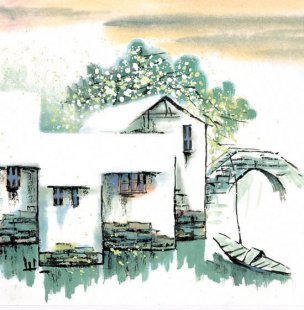 近现代 佚名 江南水乡画册J173-74-国画江南水乡 