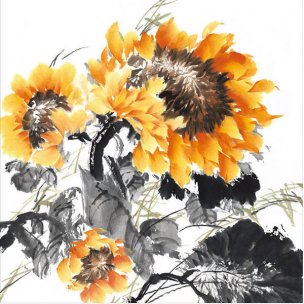 近现代 佚名 旺日莲 60x60[花鸟]