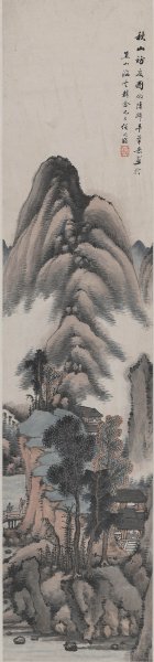 近现代 明俭 山水四条屏-4 136X31[山水]
