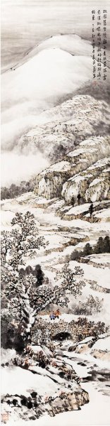 近现代 徐義生 四条屏 冬 23.5x89[山水]
