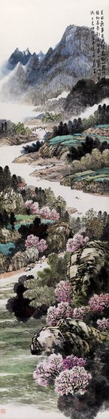 近现代 徐義生 四条屏 春 23.5x89[山水]