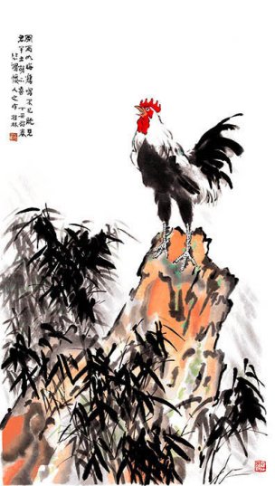 近现代 徐悲鸿 风雨鸡鸣[走兽]