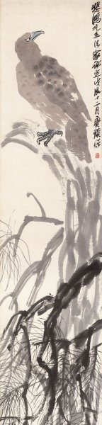 近现代 徐悲鸿 老鹰 截取 35x146[花鸟]