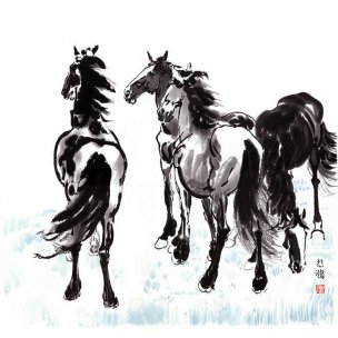 近现代 徐悲鸿 群马图[走兽]