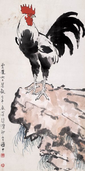近现代 徐悲鸿 雄鸡图 纸（天津博物馆） 70.4X3