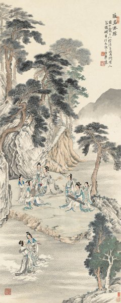 近现代 徐操 瑶岛仙踪-134x53[人物]