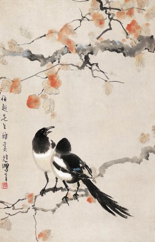 近现代 徐悲鸿 双喜轴 纸本39.3x62.3（天津博物馆