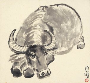 近现代 徐悲鸿 十二生肖图 牛 22x20.5[走兽]