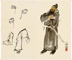 近现代 徐悲鸿 册页之三-ca0709041-45-46 28.7x24[人物