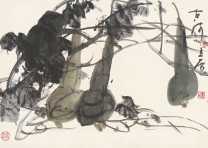 近现代 张立辰 得意 葫芦 84x60[花鸟]