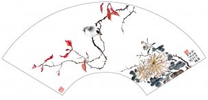 近现代 张槃 扇子[花鸟]