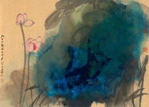 近现代 张大千 荷花 99x71[花鸟]