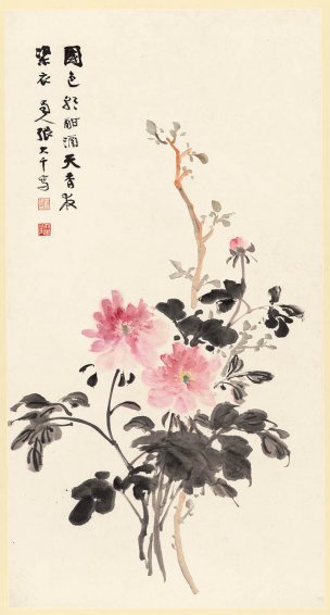 近现代 张大千 花卉 68x126[花鸟]