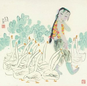 近现代 张培成 水墨延伸之四ok 67x67[人物]