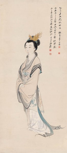 近现代 张大千 仕女-okt 57x129[人物]