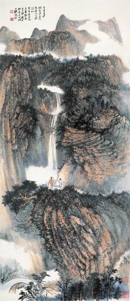 近现代 张大千 仿石溪燕山图 纸115X50（天津博物