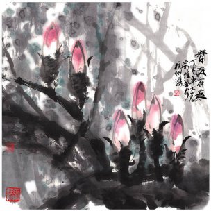 近现代 张万琪 杭州湾[花鸟]