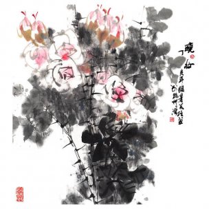 近现代 张万琪 晓状[花鸟]