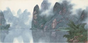 近现代 宋涤 漓江山水-横幅171x85[山水]