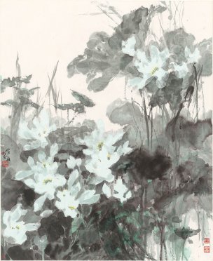 近现代 宋雨桂 莲花 100x123.5[花鸟]