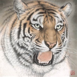 近现代 孟祥顺 虎头2 69X69[走兽]