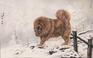 近现代 唐坚 藏獒之十 120x76[走兽]