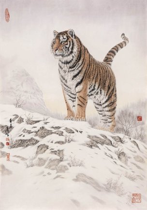 近现代 唐坚 雪域虎 96x136[走兽]