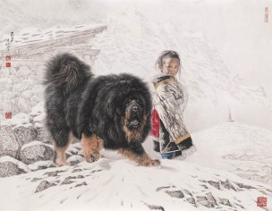 近现代 唐坚 雪域岁月十五 112x87[人物]