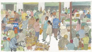 近现代 周翔 水粉作品-03-38x67 [人物]