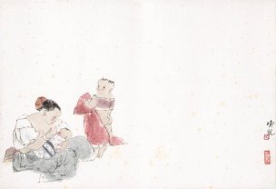 近现代 周思聪 高原风情册页20开-09 59x40.5[人物