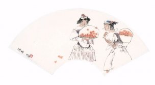 近现代 周思聪 扇页10开-02[人物]