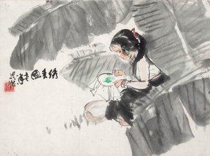 近现代 周思聪 -b李渊涛藏品 刺绣 47s35[人物]