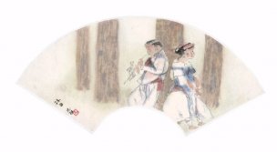 近现代 周思聪 扇页10开-06[人物]
