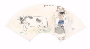近现代 周思聪 扇页10开-07[人物]