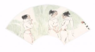 近现代 周思聪 扇页10开-10[人物]