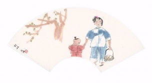 近现代 周思聪 扇页10开-03[人物]