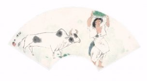 近现代 周思聪 扇页10开-05[人物]