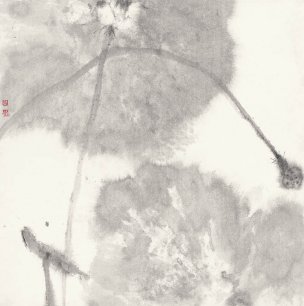 近现代 周思聪 雨荷－68x68 [花鸟]