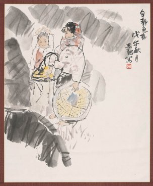 近现代 周思聪 -芭蕉童孩图轴 58x52[人物]