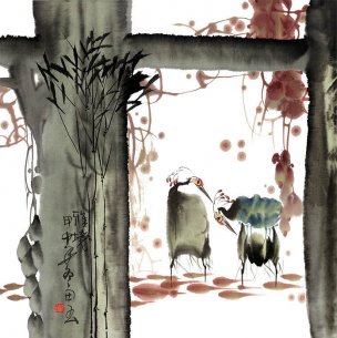 近现代 吴田玉 雅镜[花鸟]