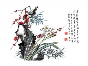 近现代 吴钰 异影俱宜[花鸟]