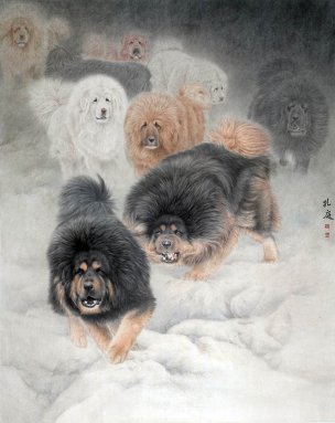 近现代 吴孔庭 藏獒 72x91[走兽]