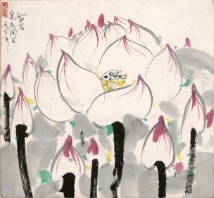 近现代 吴冠中 荷花 47x43[花鸟]