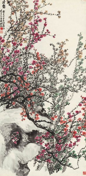 近现代 吴徵 冷艳图轴 纸本49.9x101.5[花鸟]