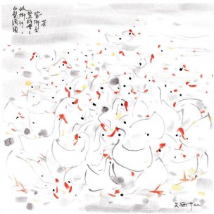 近现代 吴冠中 鹅 48x48[走兽]